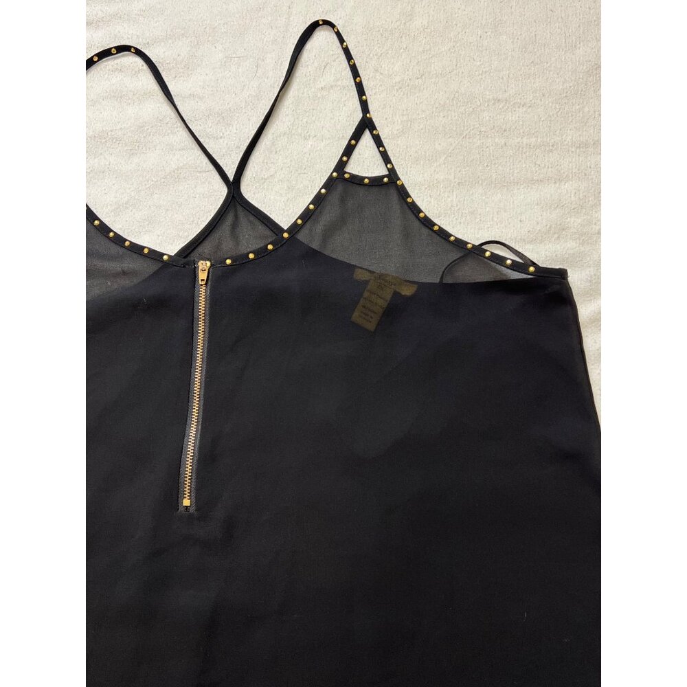 Finesse Black Sheer Studded Strappy Tank Zipper 2XL  Stylish Office Party Dressy - Picture 4 of 16